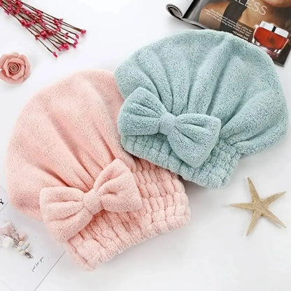 Ultra-Absorbent Thickened Coral Fleece Hair Drying Cap - Soft Fast-Dry Towel Wrap for Women