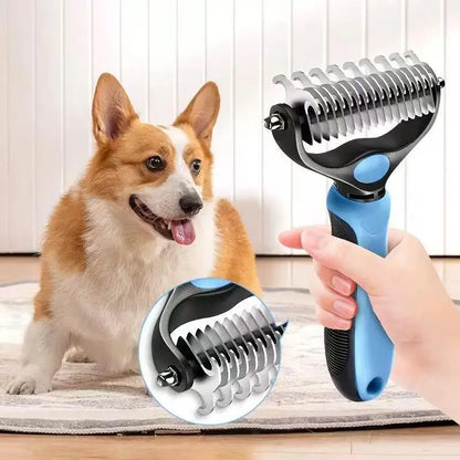 Cat-Eared Self-Cleaning Pet Grooming Brush - 140° Curved Massage Pins for Dogs & Cats
