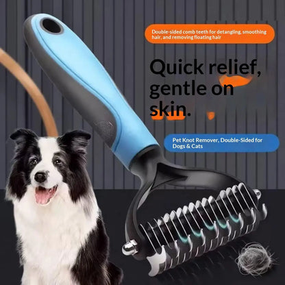 Cat-Eared Self-Cleaning Pet Grooming Brush - 140° Curved Massage Pins for Dogs & Cats