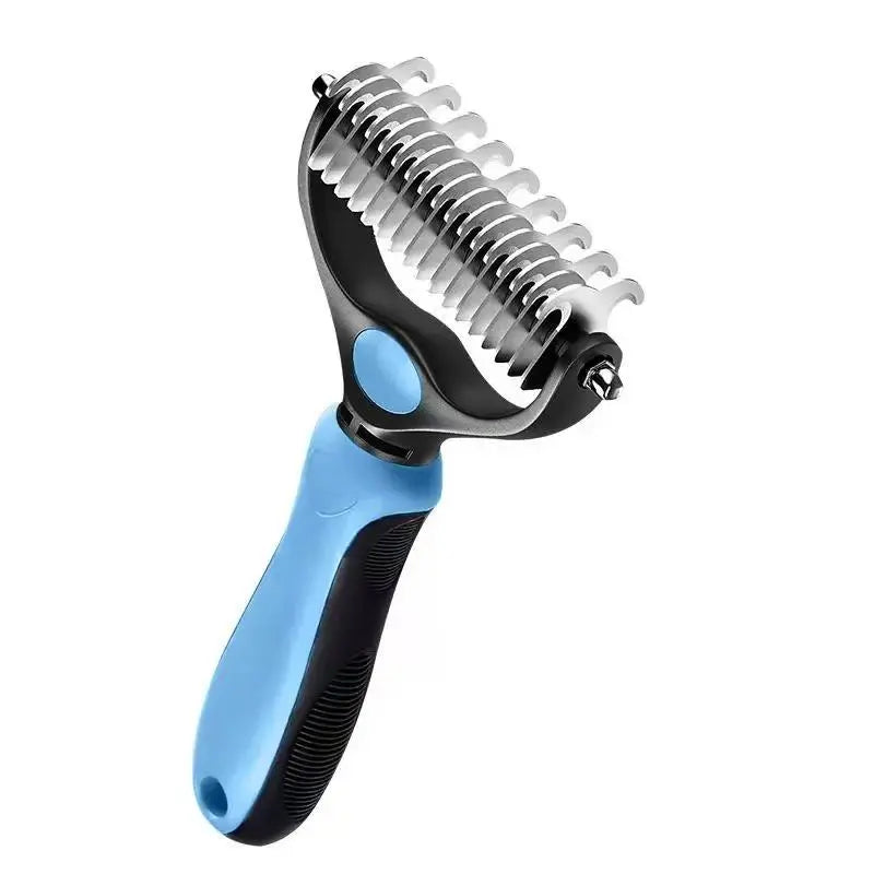 Cat-Eared Self-Cleaning Pet Grooming Brush - 140° Curved Massage Pins for Dogs & Cats
