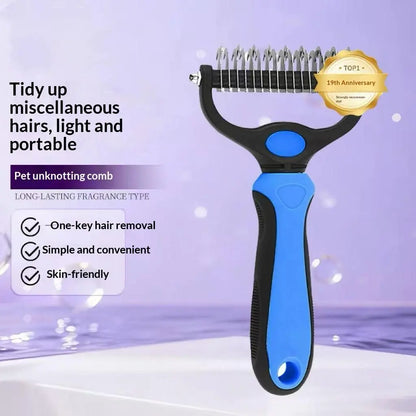 Cat-Eared Self-Cleaning Pet Grooming Brush - 140° Curved Massage Pins for Dogs & Cats