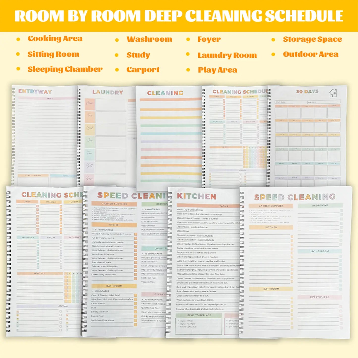 ADHD Cleaning Planner - A4 Daily Schedule & Checklist Pad for Focus & Organization