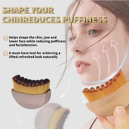 Face Lymphatic Contour Brush - Ergonomic V-Cut Jawline Sculpting & Depuffing Tool