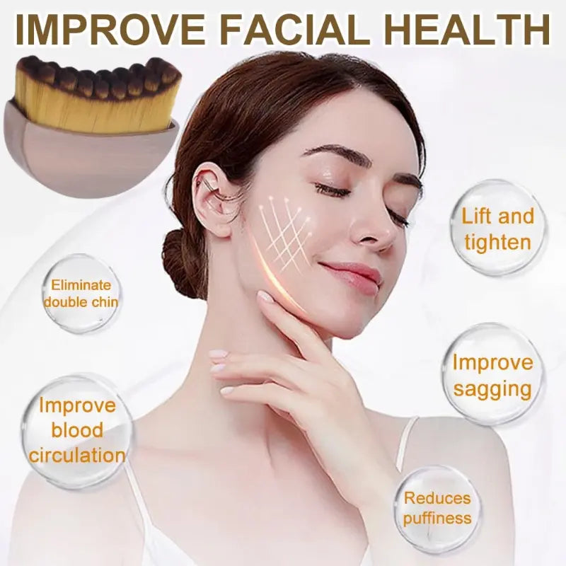Face Lymphatic Contour Brush - Ergonomic V-Cut Jawline Sculpting & Depuffing Tool