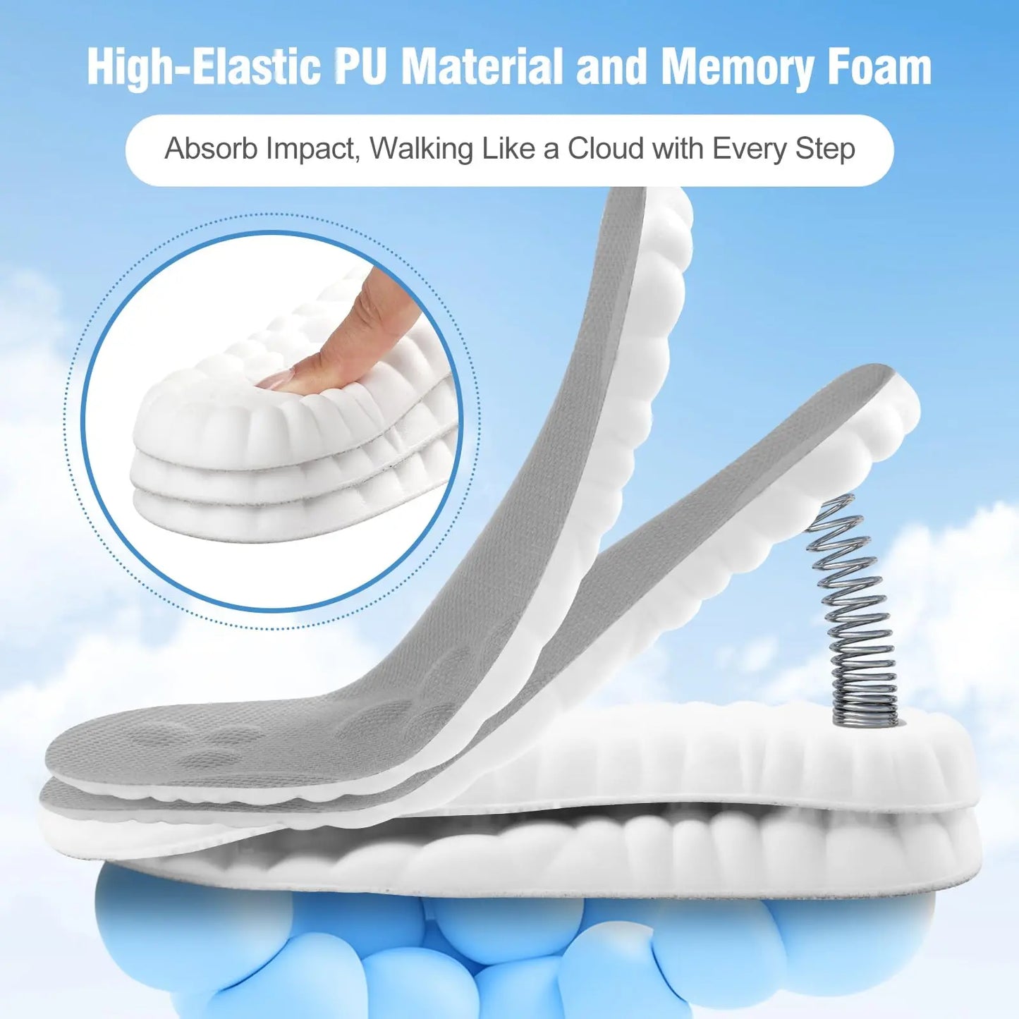 4D Cloud Cushioning Insoles - Anti-Fatigue & Shock Absorption Comfort Soles