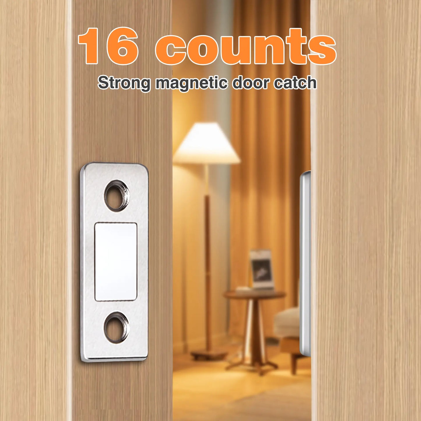 Ultra-Thin Magnetic Cabinet Catch Set - Punch-Free Stainless Steel Heavy-Duty Door Latch