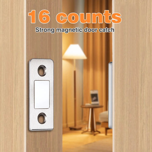 Ultra-Thin Magnetic Cabinet Catch Set - Punch-Free Stainless Steel Heavy-Duty Door Latch