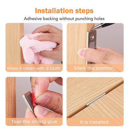 Ultra-Thin Magnetic Cabinet Catch Set - Punch-Free Stainless Steel Heavy-Duty Door Latch