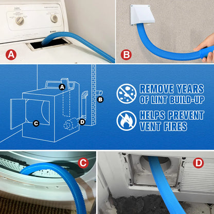 Universal Dryer Vent Cleaner Kit - Vacuum Hose Attachment for Lint Removal