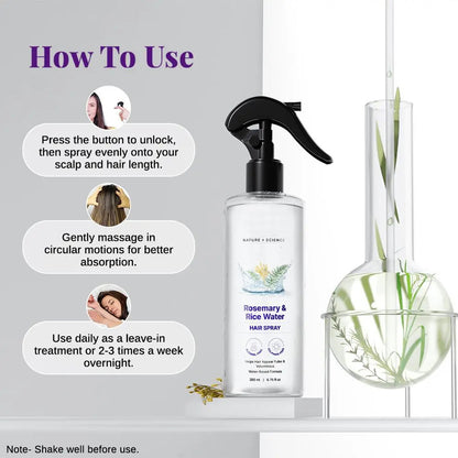 Rosemary & Rice Water Strengthening Hair Mist - 100% Natural Extract (200ml)
