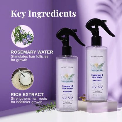 Rosemary & Rice Water Strengthening Hair Mist - 100% Natural Extract (200ml)