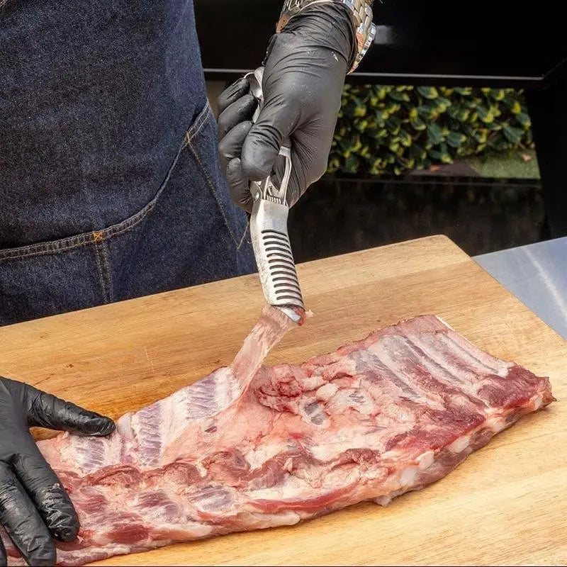 Stainless Steel BBQ Rib Membrane Remover Tool Kit - Effortless Meat Preparation