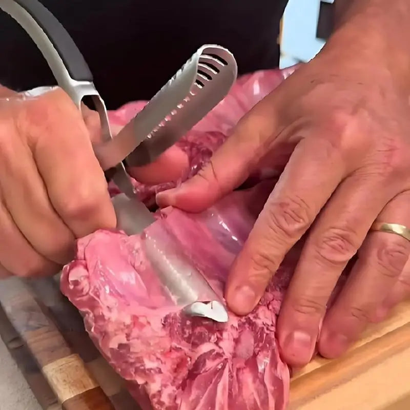 Stainless Steel BBQ Rib Membrane Remover Tool Kit - Effortless Meat Preparation