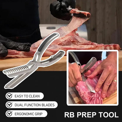 Stainless Steel BBQ Rib Membrane Remover Tool Kit - Effortless Meat Preparation