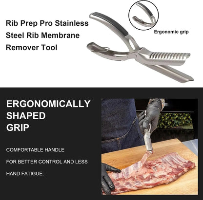 Stainless Steel BBQ Rib Membrane Remover Tool Kit - Effortless Meat Preparation