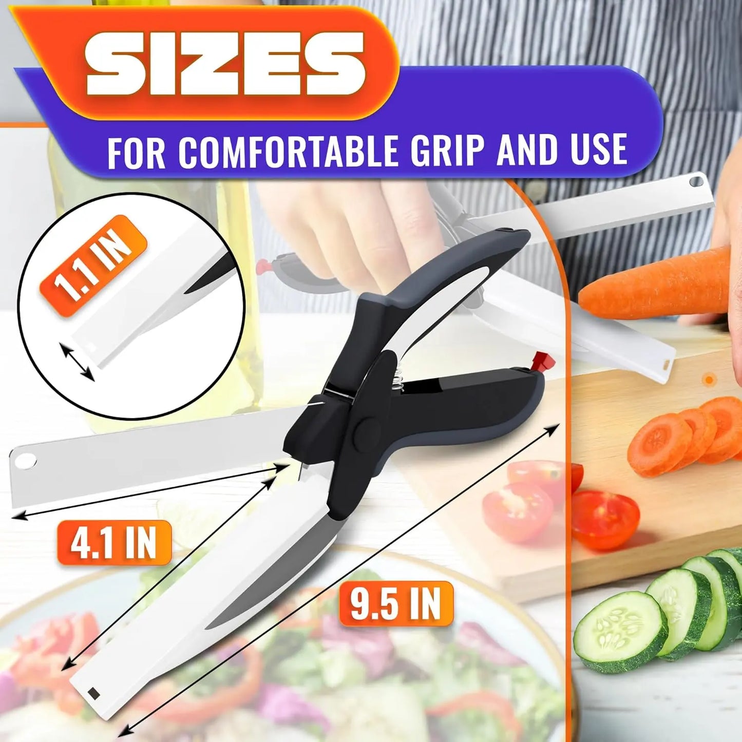 Universal 2-in-1 Smart Kitchen Scissors - Stainless Steel Blade with Built-in Cutting Board