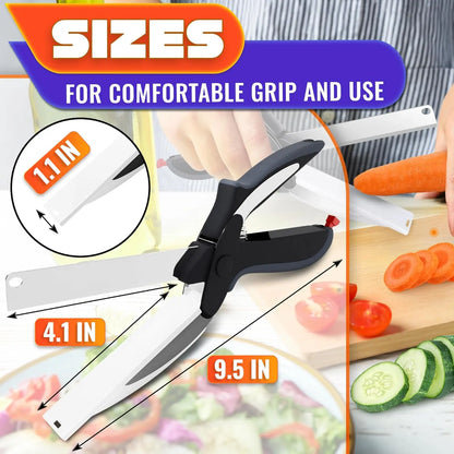 Universal 2-in-1 Smart Kitchen Scissors - Stainless Steel Blade with Built-in Cutting Board