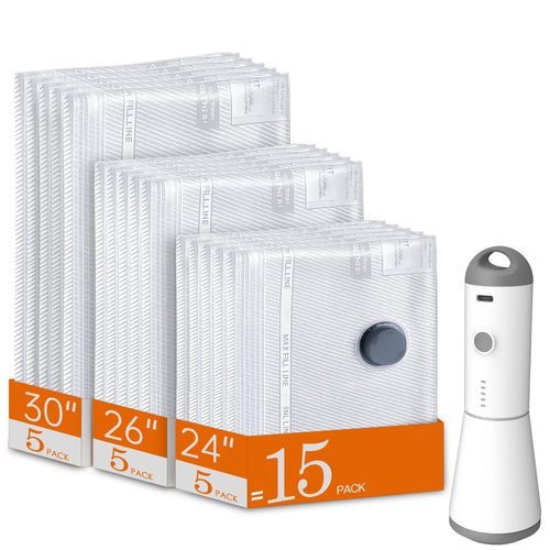 Cordless Travel Vacuum Bag Set with Rechargeable Pump