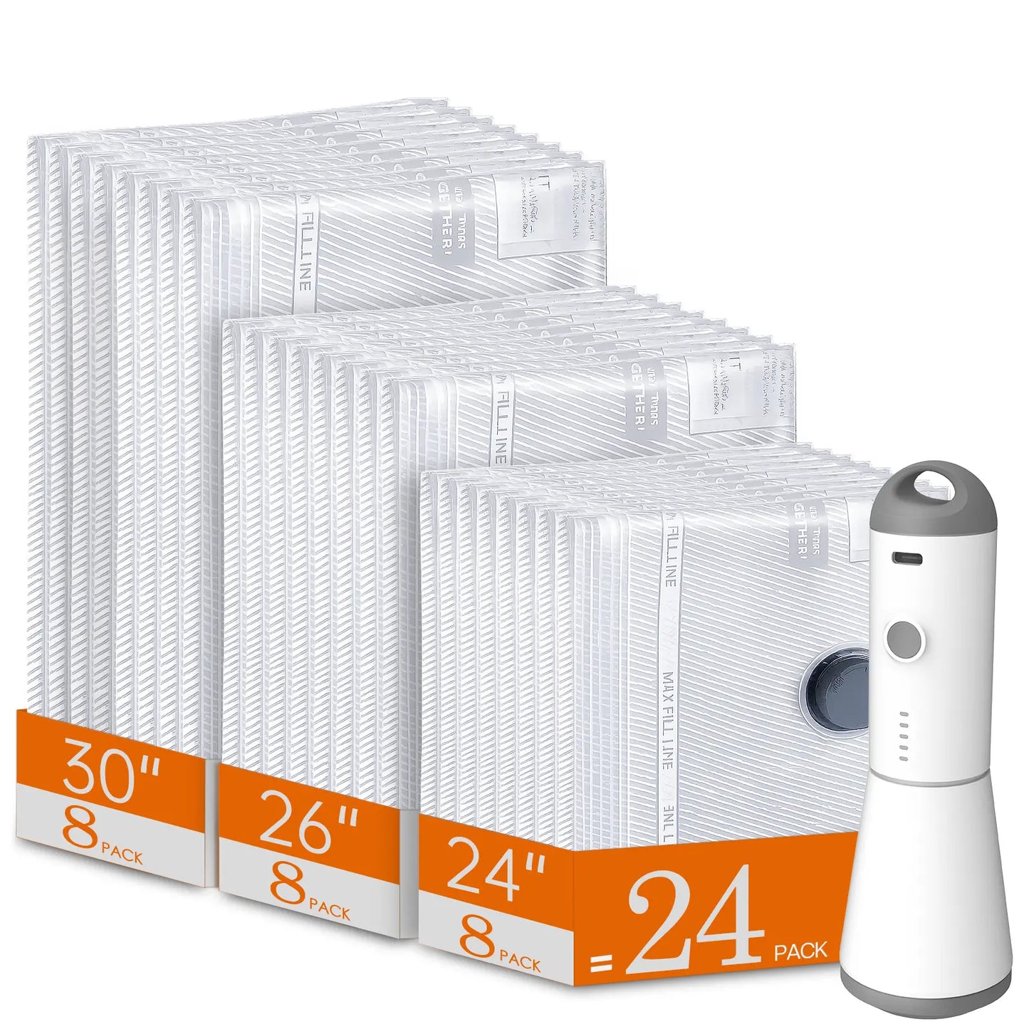 Cordless Travel Vacuum Bag Set with Rechargeable Pump