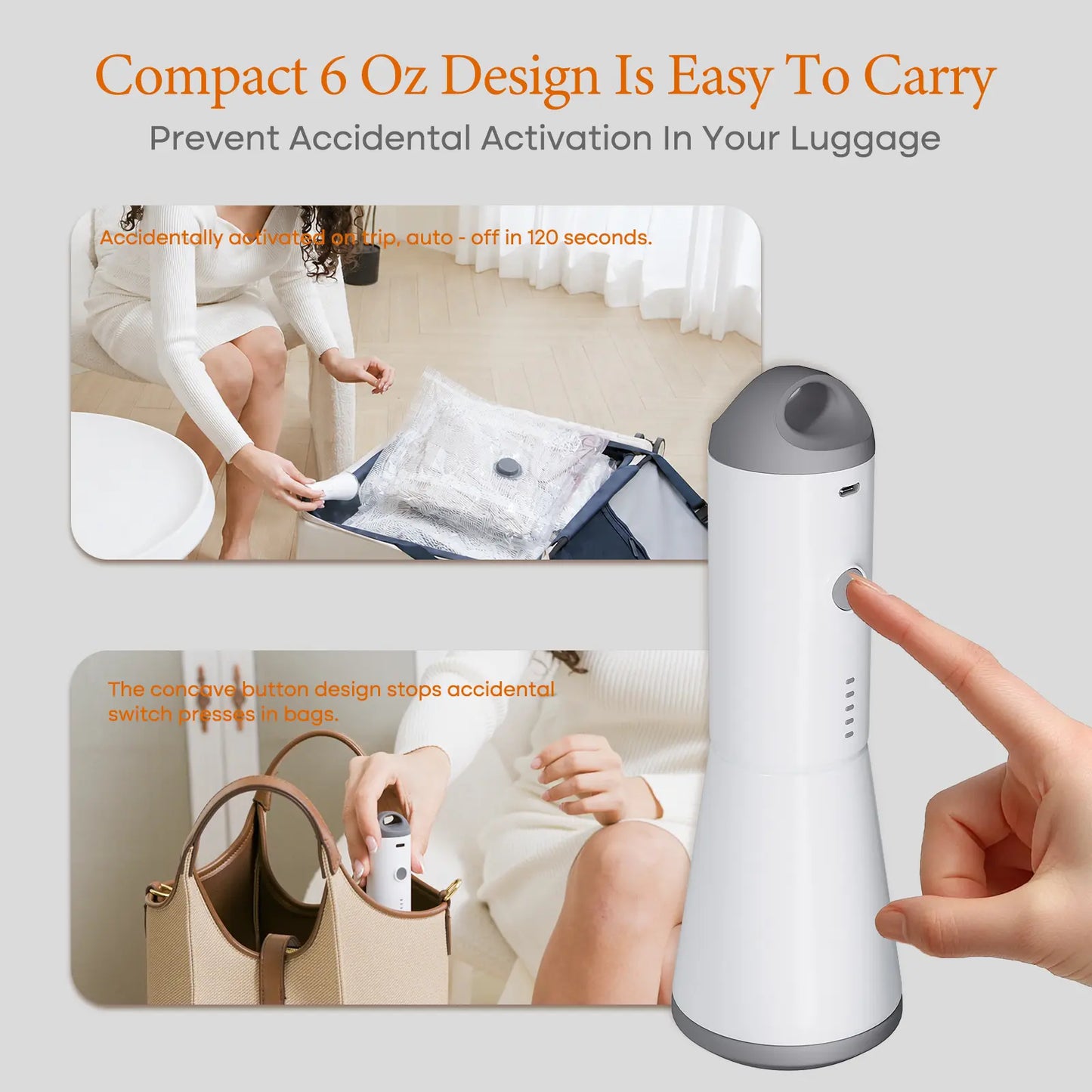 Cordless Travel Vacuum Bag Set with Rechargeable Pump