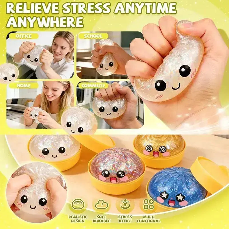 Glitter Dumpling Squishy Toy Blind Box - Cute Stress Relief Squeeze Ball Gift