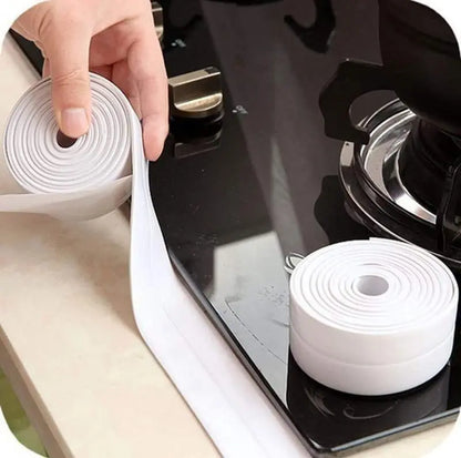 White Waterproof Caulk Tape 3.2m - Self Adhesive Sealing Strip for Bathroom & Kitchen