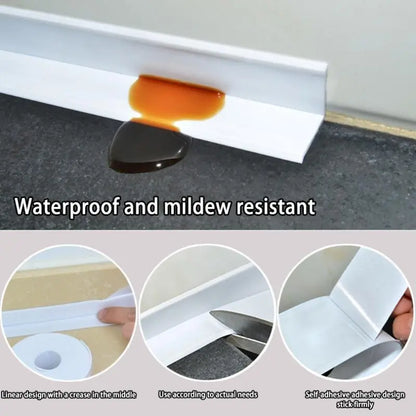 White Waterproof Caulk Tape 3.2m - Self Adhesive Sealing Strip for Bathroom & Kitchen