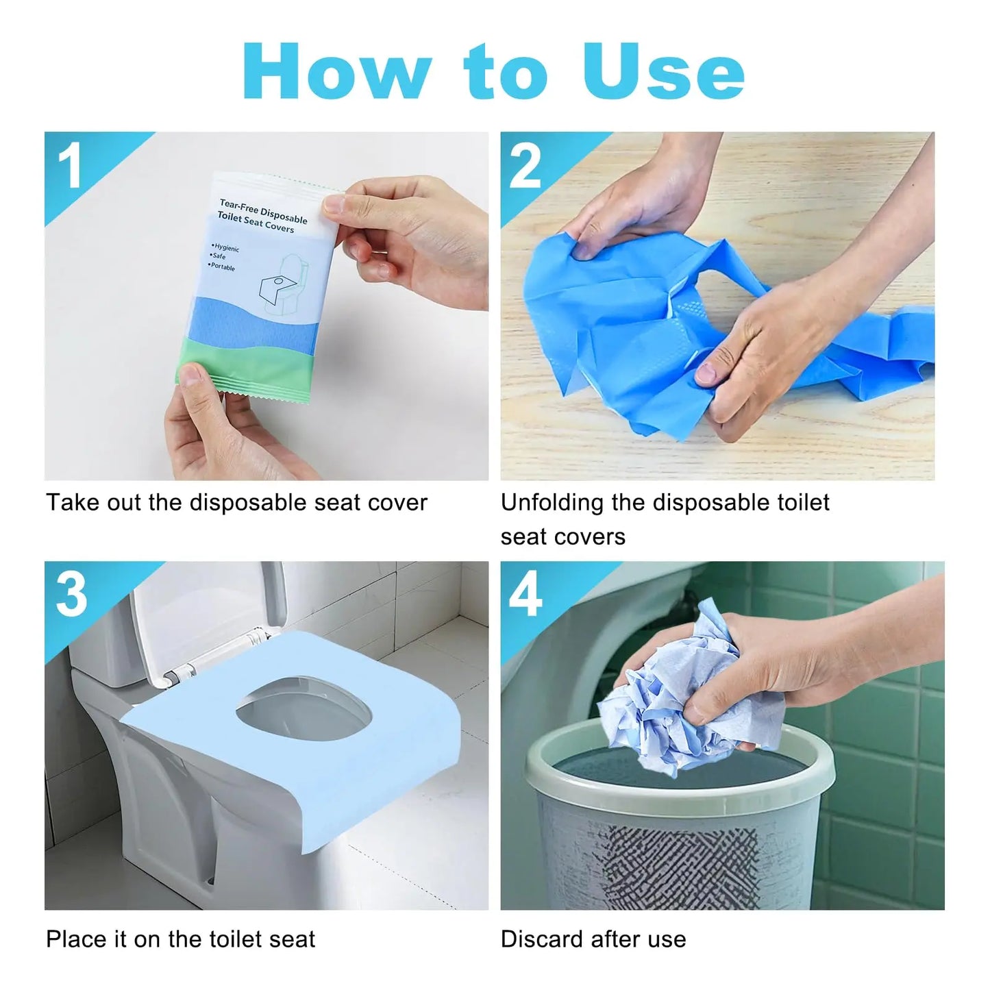 Disposable Toilet Seat Covers - Waterproof Travel Toilet Seat Pads