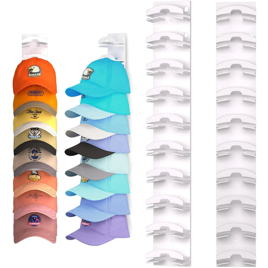 Wall Mounted Baseball Cap Rack - 2 Pack Hat Organizer for 18 Caps