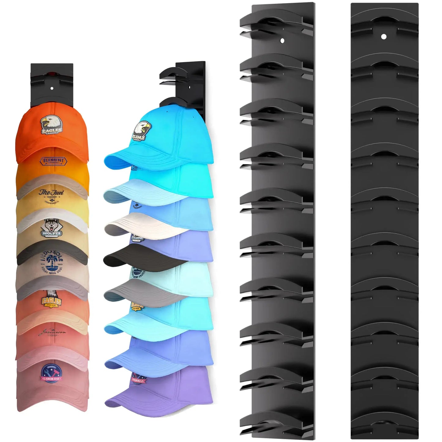 Wall Mounted Baseball Cap Rack - 2 Pack Hat Organizer for 18 Caps