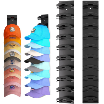 Wall Mounted Baseball Cap Rack - 2 Pack Hat Organizer for 18 Caps