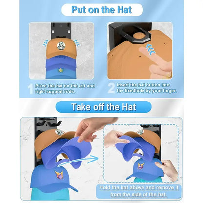 Wall Mounted Baseball Cap Rack - 2 Pack Hat Organizer for 18 Caps