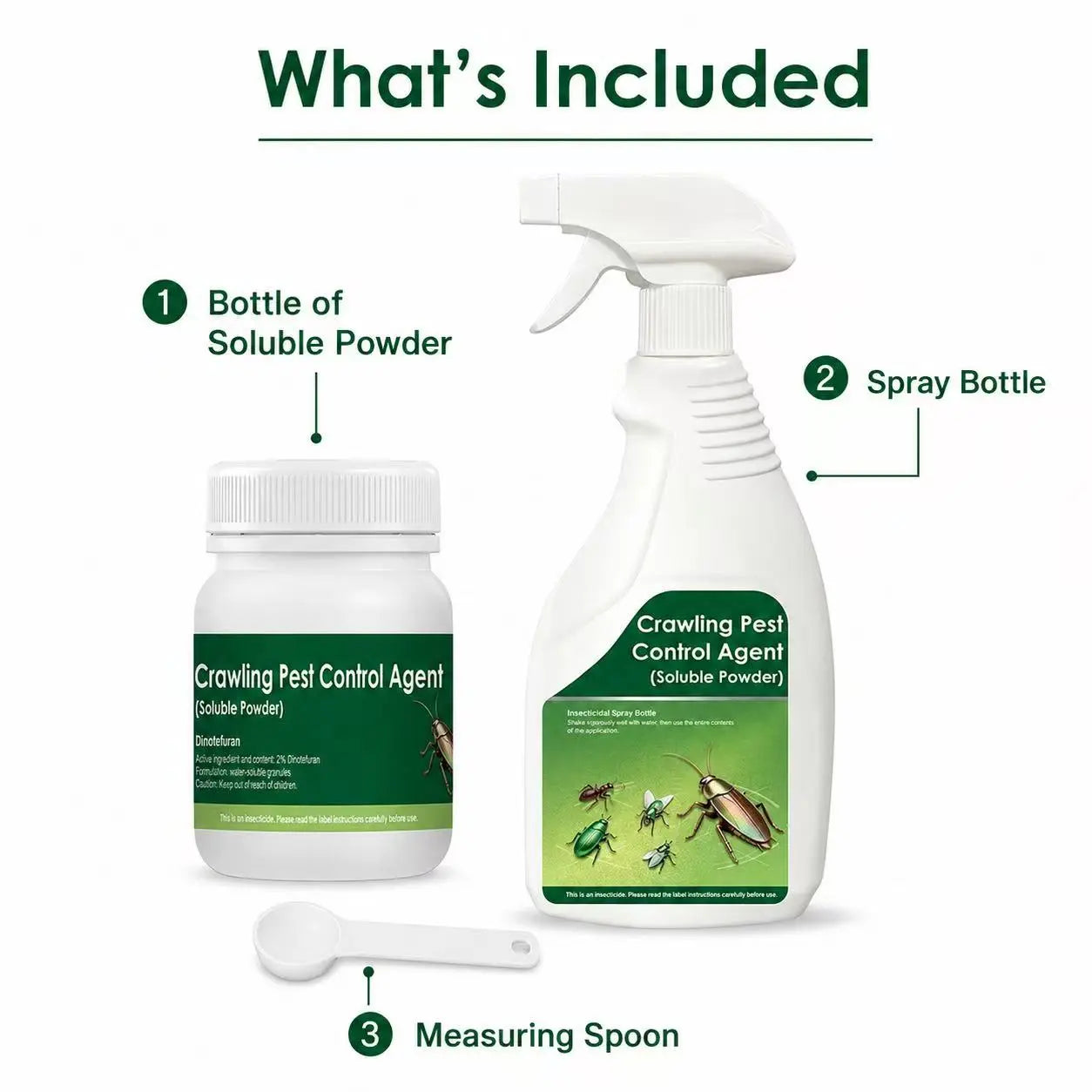 Multi-Purpose Roach & Crawling Pest Control Spray Kit for Indoor Outdoor Use