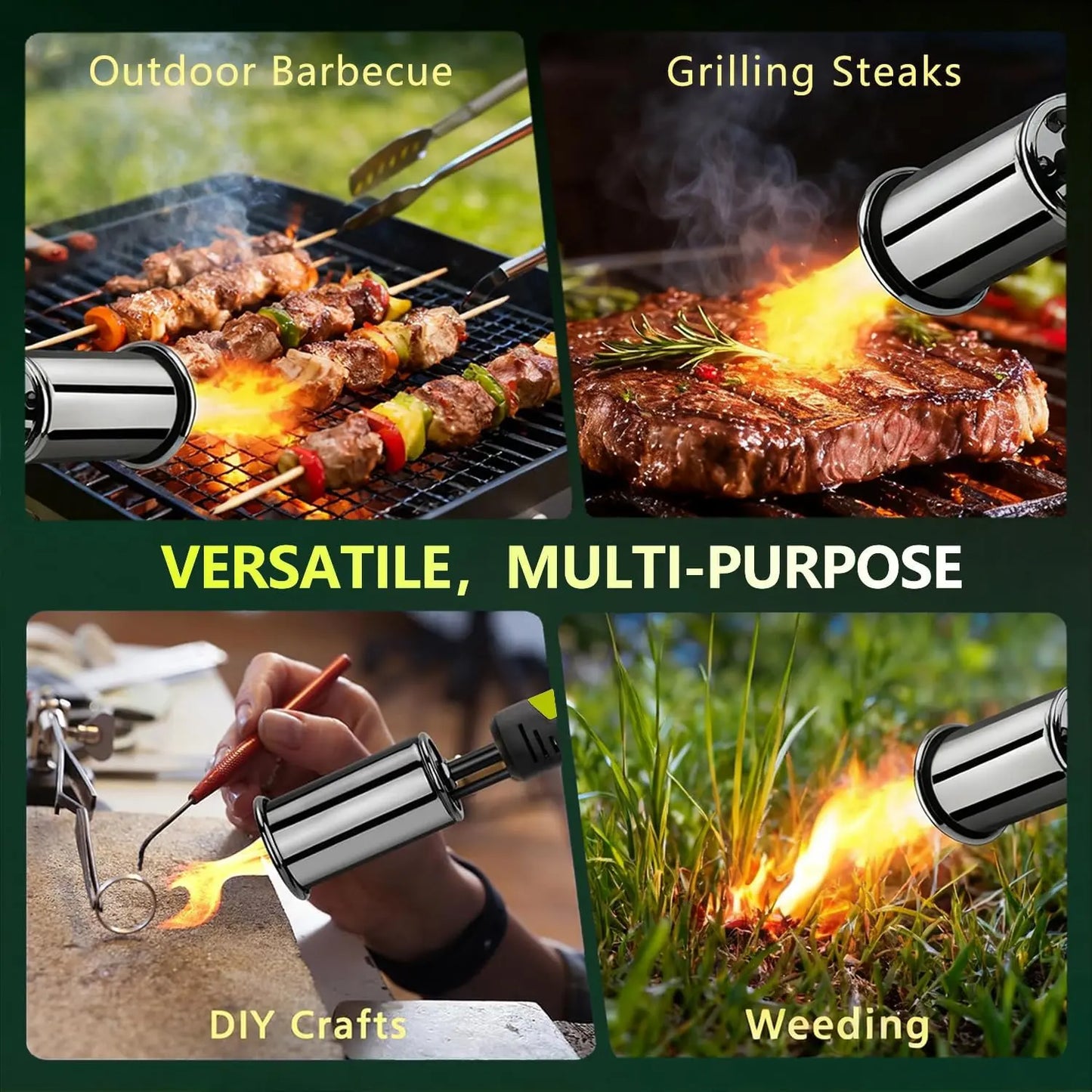 Adjustable Propane Blow Torch - One-Touch BBQ & Cooking Torch
