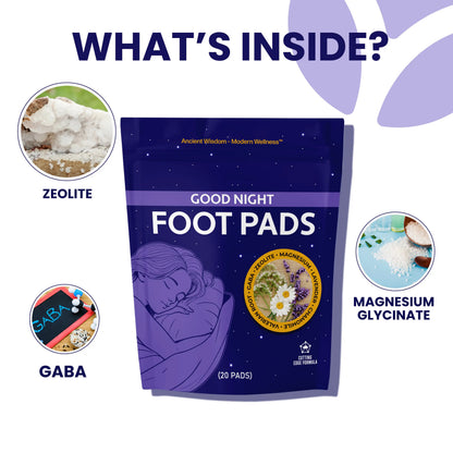 Good Night Detox Foot Pads - Overnight Self-Care Foot Patches with Zeolite & Botanical Ingredients | Relaxation & Night Routine
