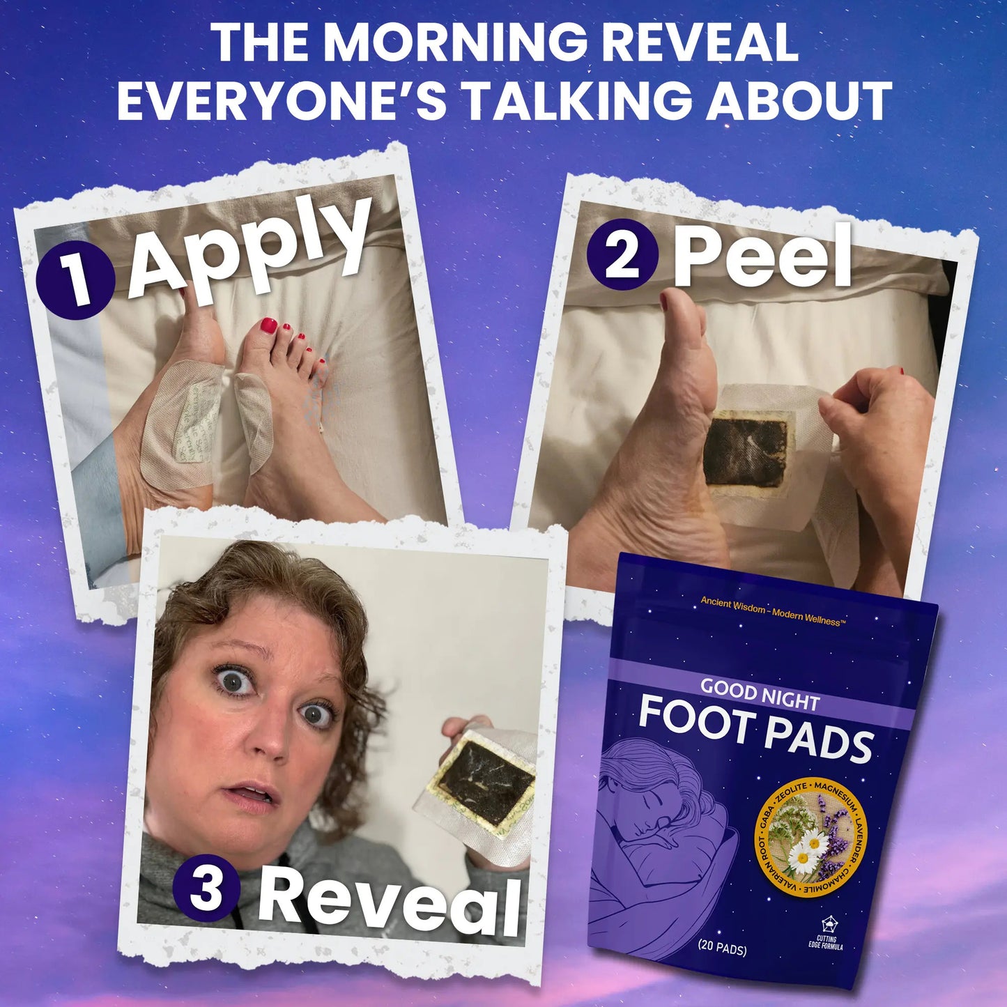 Good Night Detox Foot Pads - Overnight Self-Care Foot Patches with Zeolite & Botanical Ingredients | Relaxation & Night Routine