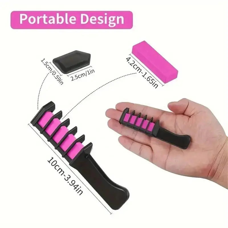 Hair Chalk Comb Set - 10 Washable Temporary Hair Colors for Women & Girls