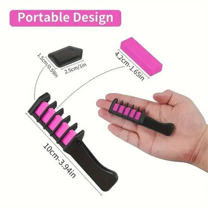 Hair Chalk Comb Set - 10 Washable Temporary Hair Colors for Women & Girls