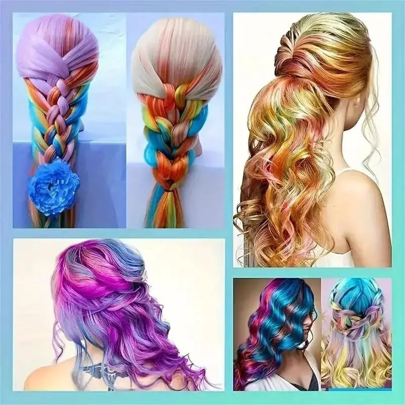 Hair Chalk Comb Set - 10 Washable Temporary Hair Colors for Women & Girls