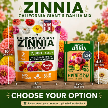 Zinnia Seeds Mix - Heirloom California Giant & Dahlia Flower Seeds