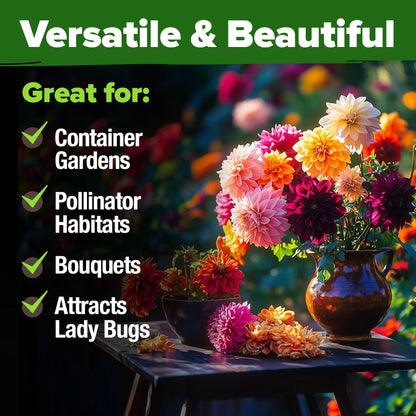 Zinnia Seeds Mix - Heirloom California Giant & Dahlia Flower Seeds