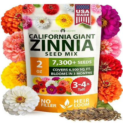 Zinnia Seeds Mix - Heirloom California Giant & Dahlia Flower Seeds
