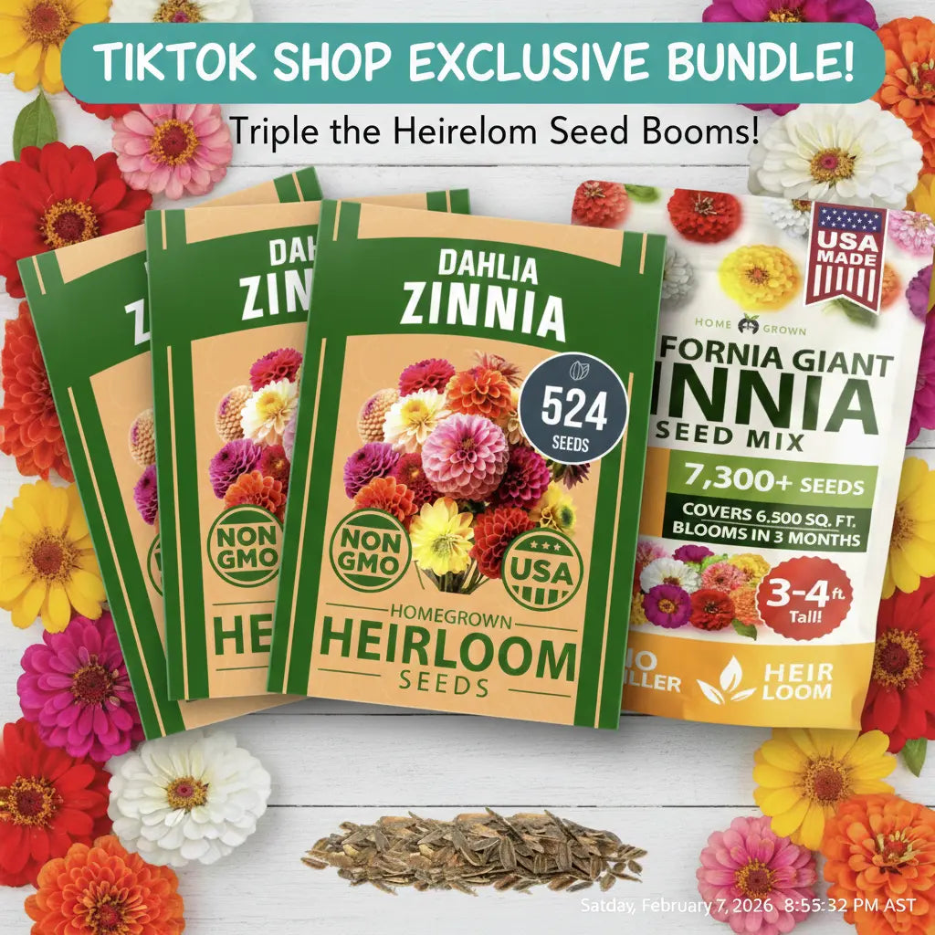 Zinnia Seeds Mix - Heirloom California Giant & Dahlia Flower Seeds