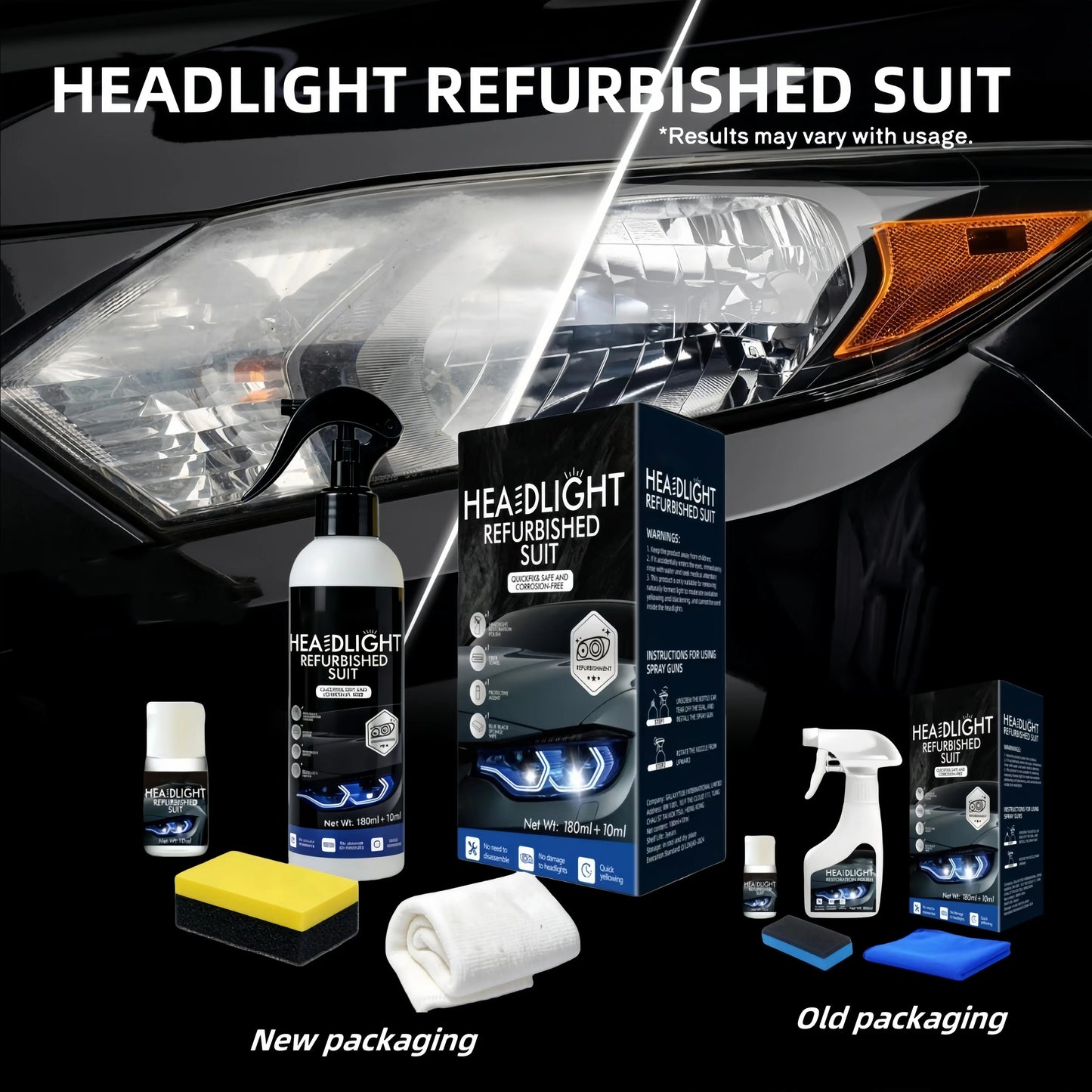 Headlamp Restoration Fluid Kit - Restores Clarity for Oxidized Yellowed Headlights