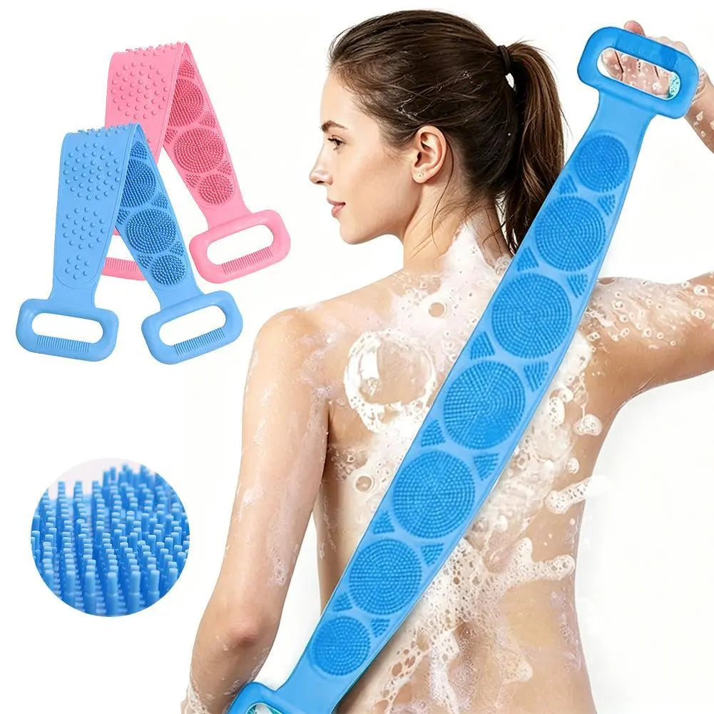 Fashion Silicone Bath Body Brush - Double-Sided Exfoliating Long Back Scrubber