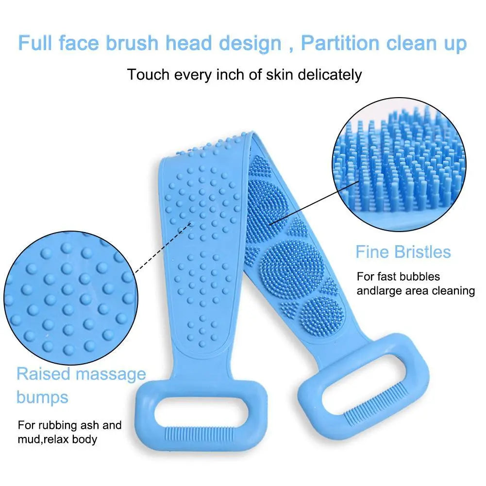Fashion Silicone Bath Body Brush - Double-Sided Exfoliating Long Back Scrubber