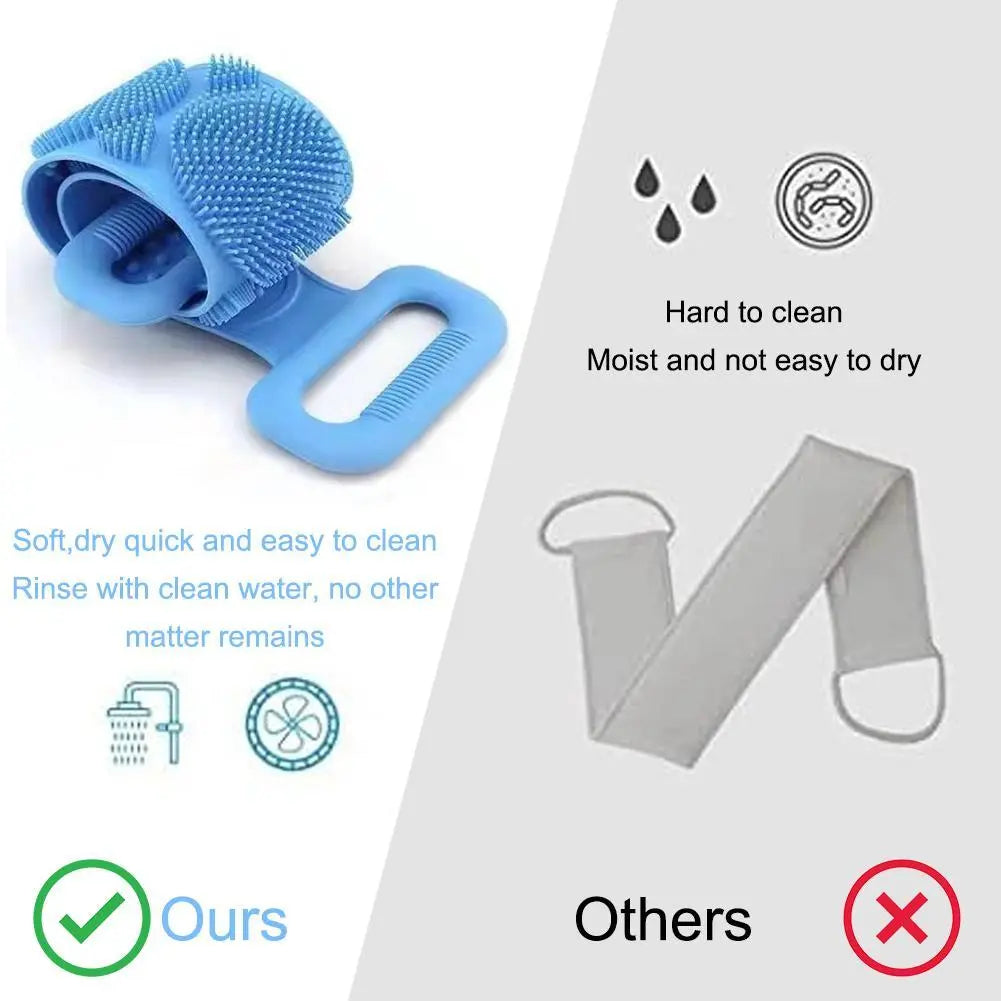 Fashion Silicone Bath Body Brush - Double-Sided Exfoliating Long Back Scrubber