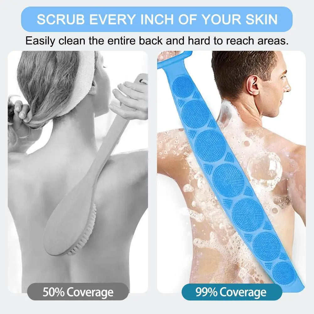 Fashion Silicone Bath Body Brush - Double-Sided Exfoliating Long Back Scrubber