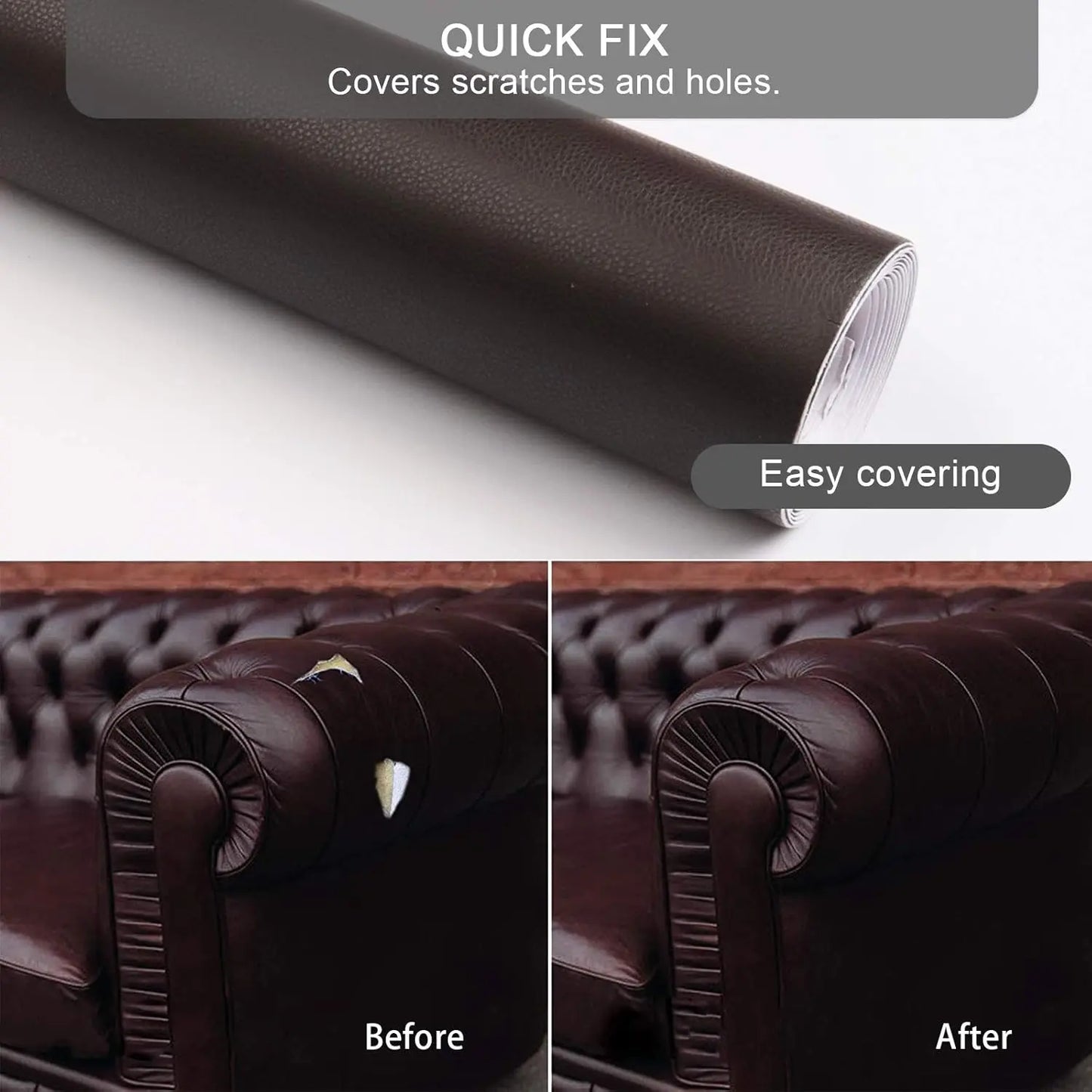 20 x 54 Inch Self-Adhesive Leather Repair Patch for Sofa and Car Seats