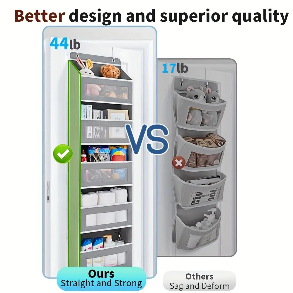 Over-the-Door 4-Tier Fabric Organizer with Clear Storage Pockets